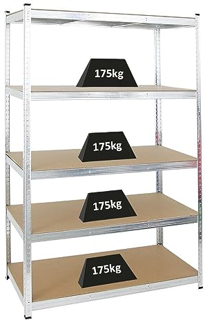 PROREGAL Schwerlastregal Ragnar für Gesamtlast 875kg Maße: 180x120x60 Verzinkt, Kellerregal, Steckregal, Garagenregal, Lagerregal