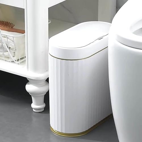 Smart Trash Bin with Lid 9 Liter Slim Automatic Garbage Can Intelligent Waste Trash Can Wastebasket Rubbish Bin for Bedroom Living Room Kitchen Office Bathroom