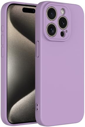 Captor Cover Custodia Colorata in Silicone Liquido per iPhone 15 Pro 6,1 Pollici, Alta Qualità con Bordo Rialzato per Schermo e Protezione Fotocamera Morbida Con Microfibra Interna (Viola Lilla)