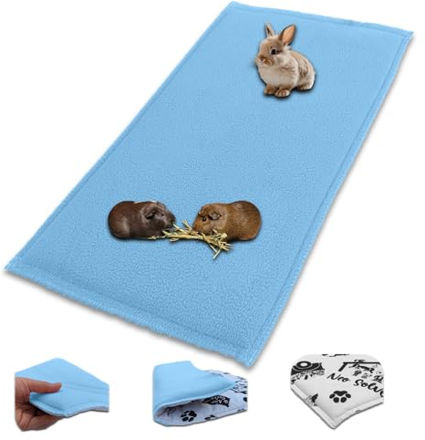 NEO SOLVO Fleece Spielplatzmatte für Meerschweinchen und Kaninchen - Alles in einem: eine Decke, EIN riesiger Tunnel, EIN Haus, EIN Kissen und EIN Bett - 70 cm x 140 cm - Blau