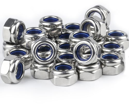 Set di 45 Dadi Esagonali in Acciaio Inox M8, Dadi Autobloccanti, Dadi di Sicurezza, Dadi di Fermata per Viti e Bulloni (45 Pezzi Dadi M8)