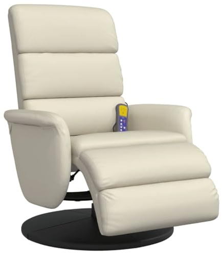 vidaXL Massagesessel mit Fußteil Creme Kunstleder