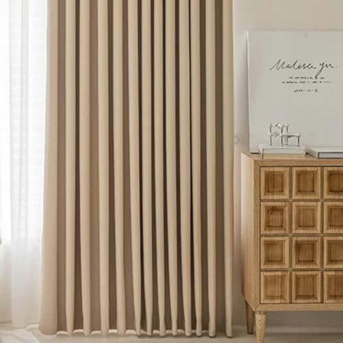Ayoiow Tende Termiche per Porte, Tende per Interni 2 Pezzi, 132X115CM Tende per Camera da Letto E Soggiorno Tenda Oscurante Finestra con Occhielli, caffè Leggero