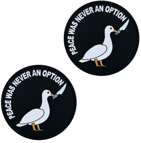 2 StückPEACE WAS NEVER AN OPTIONBestickt Lustige Patch Aufnäher Abnehmbare mit Stickereiverschluss Applikation Taktisch Militär Patch für Rucksäcke Baseballkappe Jacke Weste Kleidung Taschen
