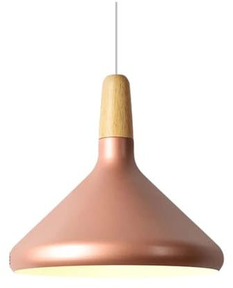 SEMANHUAOZ Lampe à suspension européenne avec culot E27, créative et décorative, idéale for restaurant et salle à manger, abat-jour en bois, 1 tête, luminaire for cuisine et bar(Rose Gold)