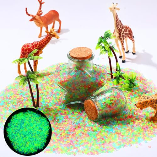 Landical 40000 Pieces Glow in The Dark Rocks Aquarium Luminous Gravel Pebbles Craft Small Landscaping Glow Sand Stones for Fish Tank Potted Plant Succulents Halloween Decor, 2.2 Lb/ 1 kg (Multicolor)