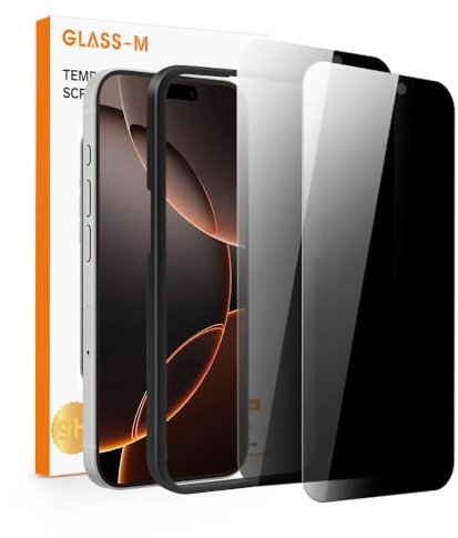 GLASS-M [2 Pack] Privacy Screen Protector for iPhone 16 Pro Max, 9H Hardness Anti-Spy Tempered Glass with Installation Frame, Anti-Scratch