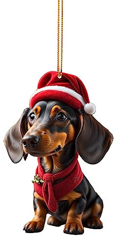 Dachshunds Dog Christmas Ornament, Cute Christmas Tree Decoration, Car Hanging Ornament for Dog Lovers, Xmas Tree Hanging Decor for Holiday Home Decor