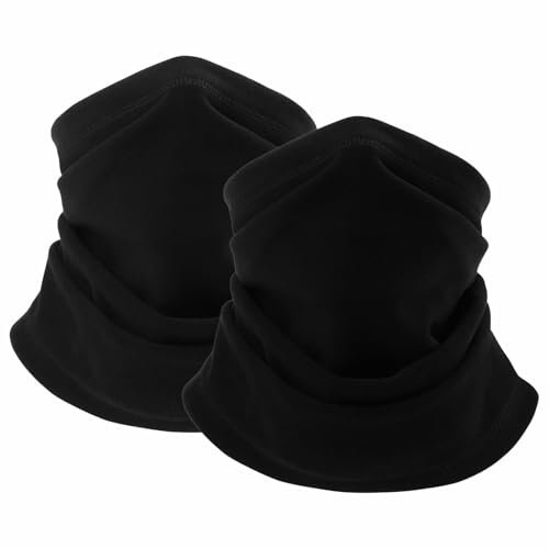 ATSNOSH 2 Stück Loop Schal für Herren Damen, Halswärmer Schlauchschal, Schwarz Neckwarmer, Thermal Fleece Halswärmer, Winddicht Schlauchschal, für Outdoor Skifahren Motorrad Laufen (Schwarz)