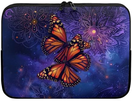 TSOVTHRID Borsa per laptop con cerniera, motivo floreale bohémien, con stampa di galassie blu, custodia per laptop, accessori, custodia universale per notebook/tablet/computer da 10 pollici