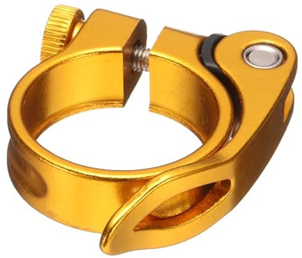 sourcing map Bike Seat Post Clamp 34.9mm Bicycle Clamp Aluminum Alloy Quick Release Seat Post Collar for Diameter 30.4 to 31.6mm Bicycle Mountain Road Bike Tube, Gold