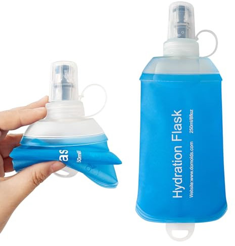 SHELEMB Weiche Wasserflasche, 250 ml, faltbar, weiche Wasserflasche zum Wandern, Radfahren und Bergsteigen, Blau