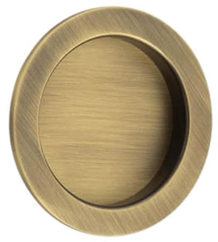 Elegant Circular Flush Pull in Antique Brass Finish for Doors - Door Handle