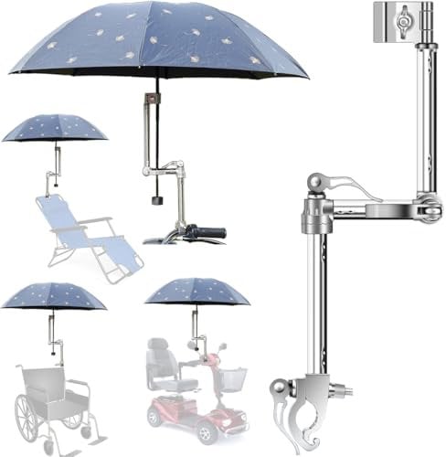 Universal Umbrella Holder Mount, Adjustable Clamp Bracket for Beach Chair, Bike, Golf Cart, Wheelchair, Mobility Scooter
