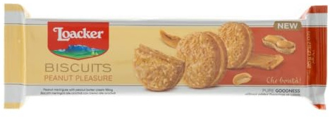 Loacker, Biscuits Peanut Pleasure, Deliziosi Biscotti Meringati alle Arachidi con Crema di Arachidi, Merenda, Snack e Dessert, 1 Confezione da 80g