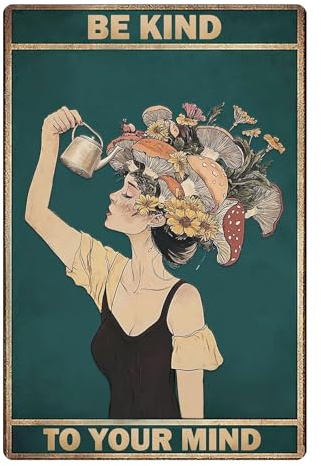 Muorruo Be Kind to Your Mind Vintage-Bildposter, Hippie-Boho-Wandkunst, Vintage Poster, Ermutigungsgeschenke für Frauen, Heimbüro, Schlafzimmer, Wohnzimmer, Wanddekoration, Stil 1