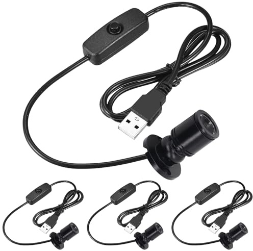 SUNOYA 4 Stück Mini Spot Lights, LED Dimmbare Mini-Strahler, Schwarz, Kunststoff, Modern, Minimalistisch, Warmweiß, USB, Tischplatte, Dekoration