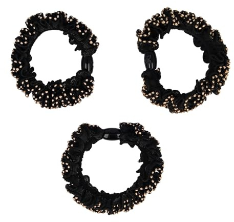 PARSA Beauty SIGNATURE COLLECTION Haargummi, Schwarz/Gold, 3er Set | Elegant, Haarschonend, Vielseitig, Elegantes Design, Praktisches Set, Strapazierfähig