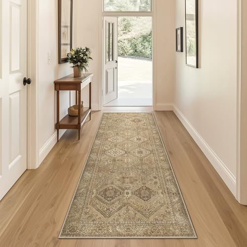 BEIMO Vintage Waschbarer Teppich Läufer Flur 60x150cm | Boho Orientalisch Wohnzimmerteppich, Weicher Kurzflor Klein Carpet mit Rutschfester für Eingang, Bettvorleger Schlafzimmer
