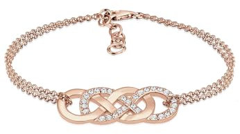 Elli Bracelet Elli - Infinity Amour Bracelet Femme - Plaqué Or Rosé Argent (925/1000) Cristal