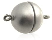 Creative-Beads Magnetverschluss Kugel, rund 15mm silber matt für Schmuck Ketten und Armbänder. extra starker Magnet
