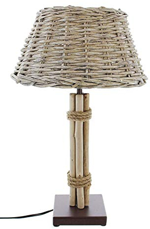 Dekoleidenschaft Tischlampe aus Treibholz & Weide, grau, E27, Wohnzimmerlampe, Nachttischlampe, 47 cm hoch, Tischleuchte, Schreibtischlampe, Dekolampe für Wohnzimmer & Schlafzimmer