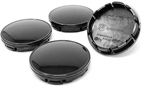 Finest Folia 4X Nabendeckel Set ABS Kunststoff Aluminium Nabenkappen für Felgen Radnaben Felgendeckel Felgenkappen Universal Auto Zubehör (Schwarz, 56mm Ø)