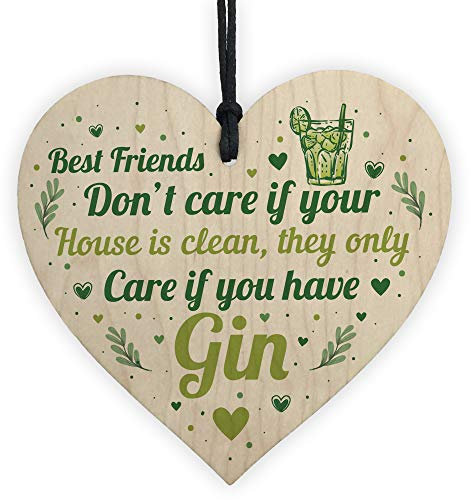 RED OCEAN Handmade Gin Signs And Plaques Home Bar Wooden Heart Gift For Gin Lovers Funny Friendship Gift For Women