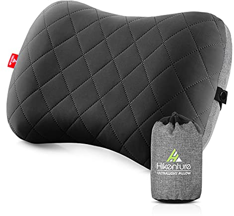 HIKENTURE Aufblasbares Camping/Reise Kissen mit Abziehbarem Kissenbezug, Ergonomisches Kopfkissen, Komfortables Nackenkissen für Reise/Outdoor, Inflatable Travel Neck Pillow(Schwarz)…