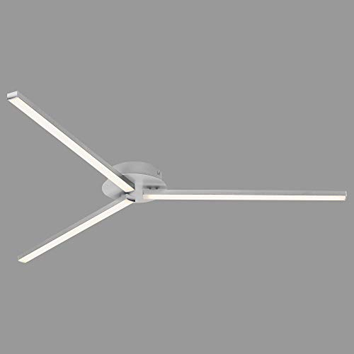 Briloner Leuchten LED Deckenleuchte, Deckenlampe 3-flammig, 2 Arme schwenkbar, 1.500 Lumen, 3.000 Kelvin (warmweiß), 15 Watt, Aluminiumfarbig, 685x593x46mm (LxBxH)