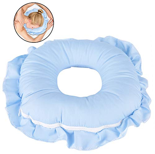 Ruhekissen - Massage Liege Kissen mit Loch, weiche Perlbaumwolle Füllstoff, Kopfstütze für Büro, Spa oder Zuhause (Blau)