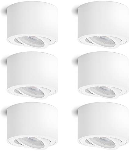 linovum 6er Set SMOL LED Deckenspot weiß - flach & schwenkbar - Decken Aufbauspot inkl LED Modul 5W neutralweiß 230V