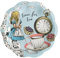 Talking Tables Pack of 12 Blue Alice in Wonderland Small Plates | Disposable Tableware, Home Recyclable Supplies for Mad Hatter Party, Birthday, Afternoon Teas, Mother's Day, Baby Shower, Size 17cm
