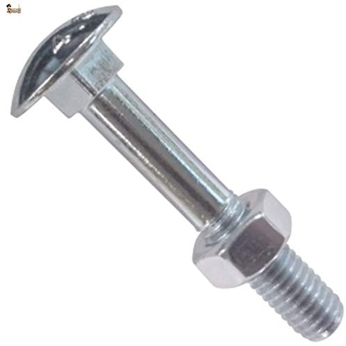 BricoLoco Tornillo con tuerca M6 carrocero. Cuello cuadrado. Cabeza redonda o abombada. DIN 603 con tuerca hexagonal DIN 934. Cincado. Métrica 6. Varios largos y envases. (50, 6x50)