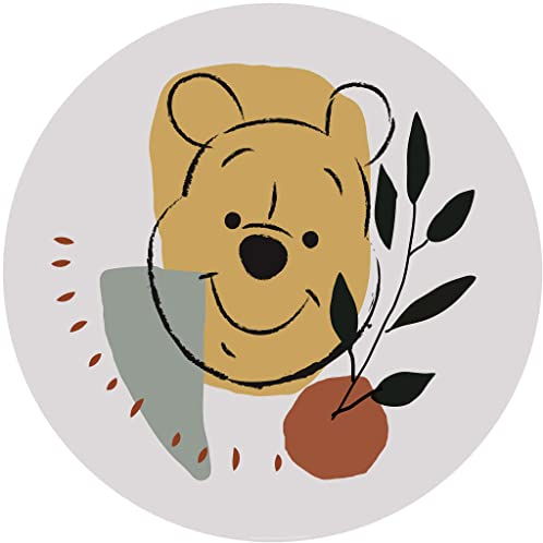 Komar Disney DOT runde und selbstklebende Vlies Fototapete von Disney - Winnie Pooh Smile - Ø Durchmesser 125 cm - Kinderzimmer, Wandtattoo - DD1-035