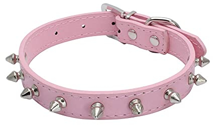 Yiwong Collar de Perro Ajustable Con Remaches de Clavo de Bala - Piel Con Tachuelas