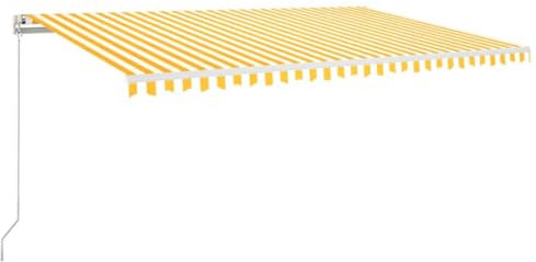 vidaXL Gelenkarmmarkise Automatisch Markise Sonnenmarkise Balkonmarkise Sonnenschutz Sichtschutz Terrasse Garten Balkon 500x350cm Gelb Weiß