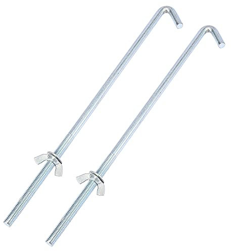 X AUTOHAUX Pair 27cm x 0.8cm Dia Car Battery Hook Clamp Bolt Silver Tone
