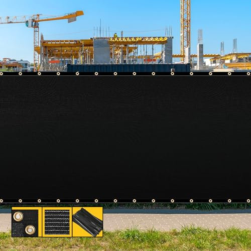 SHADESPEARE 2,4 x 1,5 m, schwarzer Zaun-Sichtschutz, mit Bindungen und Ösen, robust für Garten, Hinterhof, Terrasse, Tennisplatz, Pool, Bauprojekt, Veranstaltungen im Freien, individuell