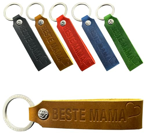 JOKO DESIGN Schlüsselanhänger Leder Beste Mama/Bester Papa Geschenkidee Mutter Vater, braun