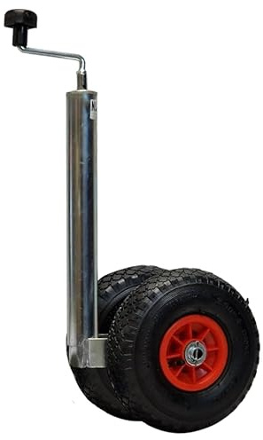 Doblit Jockey Wheel with Twin Balloon Tyre | Telescopic 48mm Tube | 260mm Balloon Tyres for Soft Ground | Max Nose Weight Load 200KG | Car Trailer, Boat Trailer
