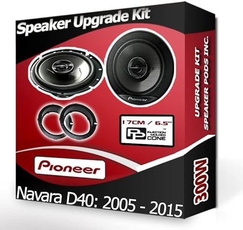 Pioneer car speakers 6.5 17cm for Navara Front Doors + Adaptor rings 300W