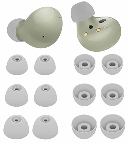 Galaxy Buds 2 / Plus Ohrstöpsel, verschiedene Größen, weiche Silikon-Gummi-Ohrstöpsel, mit Aufbewahrungsbox, kompatibel mit Samsung Galaxy Buds 2/Plus, Silbergrau, 6 Paar