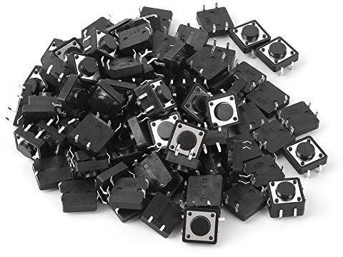 100 Stück DC12V Momentaner Tact-Taster, 12 x 12 x 5 mm 50 mA Tactile Touch Mini-Mikroschalter-Zubehör