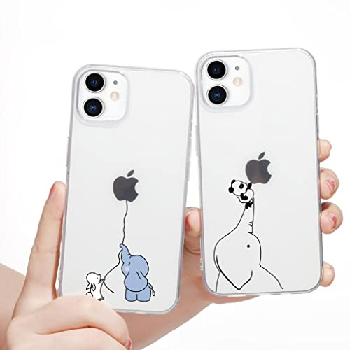 Yoedge 2 Stück Durchsichtig Hülle für iPhone 11 6,1, Transparent Handyhülle mit Aesthetic Motiv Mode Chic Muster, Ultra Dünn Weich Klar Silikon TPU Stoßfeste Bumper Schutzhülle für Mädchen, Elefanten