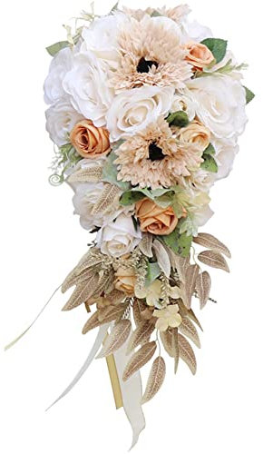 BYNYXI Hochzeitsstrauß Vintage Blumenstrauß Künstlich Rose Blumen Braut Brautjungfern Blumensträusse Hochzeit Rosen Strauß Bouquet Deko für Bräute Fotoshooting Hochzeitszeremonie Party-45cmx23cm