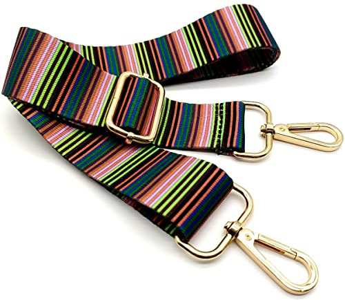 Verstellbarer Schultergurt für Taschen Regenbogen, Taschengurte zum Wechseln, Taschengurt Breit mit Karabiner Gold, 80-130 cm Tragegurt Tasche für Damen Umhängegurte, Moderne Handtasche, 3.8cm, 28