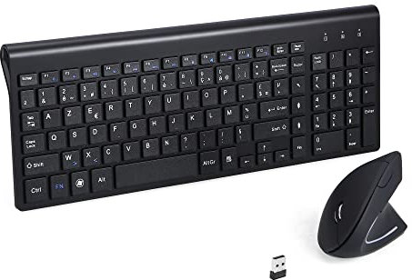 2.4GHz sans Fil Vertical Ergonomique Souris et Clavier Combo Slim Portable Taille pour PC Ordinateur de Bureau Ordinateur Portable Tablette Mac (Right-Handed)