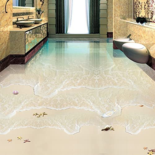 Moderne Einfache Strand Meer Welle Fototapete 3D Bodenfliesen Wandbilder Aufkleber Badezimmer Wasserdicht Selbstklebende Vinyl 3D Tapete,400 * 280cm
