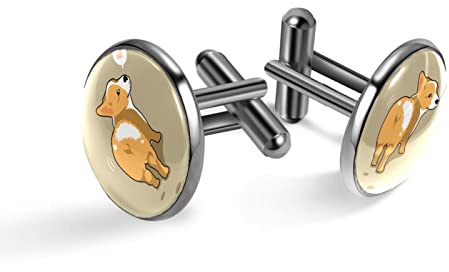 Manschettenknöpfe für Herren Männer,Hund Corgi Tier klassische Manschettenknöpfe schwarz für Anzug, Hemd, Hochzeit, Geschäft, Geburtstag, Schmuck, Geschenk